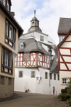 A corner with the ancient houses in Limburg an der Lahn city in Germany