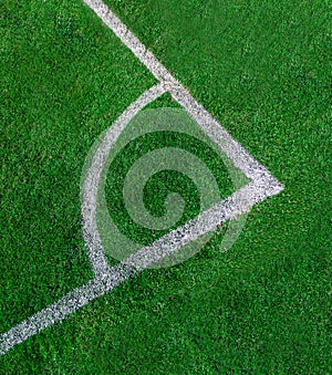 Corner of the artificial grass soccer field