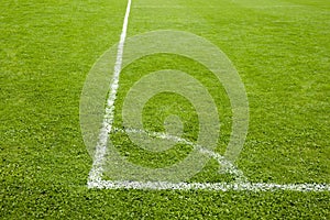 Corner ball line on a soccer field
