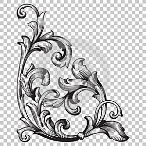 Corner baroque ornament decoration element.