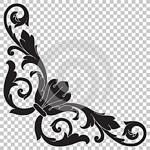 Corner baroque ornament decoration element.