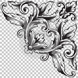 Corner baroque ornament decoration element. photo