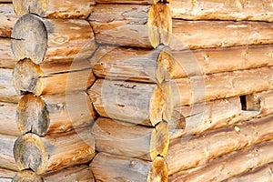 Corner of blockhouse from logs closeup
