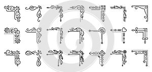 Corner Border fancy arabesque line icon vector set