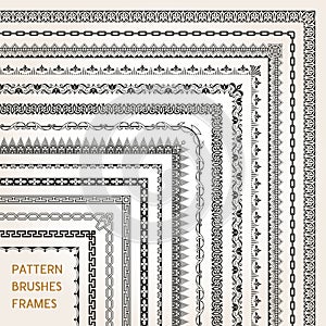 Corner border frame line pattern brushes 1 vector