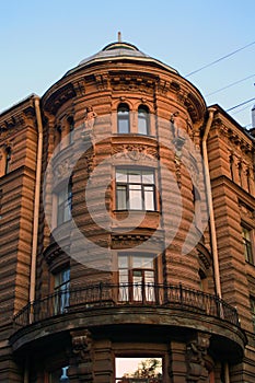 The corner of the building in the city of St. Petersburg