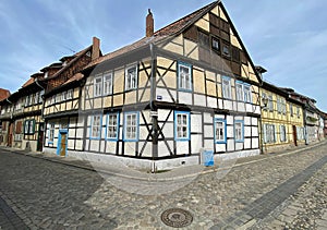 Corner building of Quedlinburg Old Town in Germany