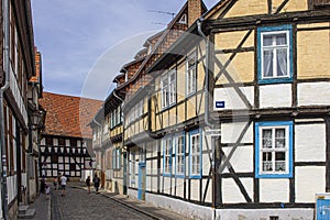 Corner building of Quedlinburg Old Town in Germany