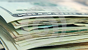 Corner of bundle of dollars