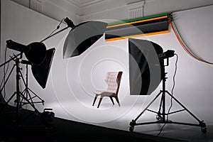 Corner cyclorama in a photo studio