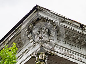 Corner of entablature of Greek Revival home in New Orleans showing details