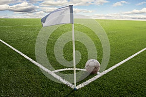 Corner flag on soccer field