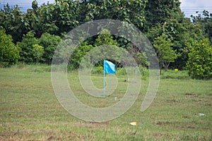 The Corner flag on a soccer field