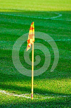 Corner flag on a soccer field