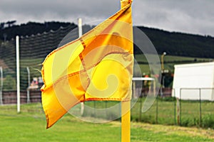 Corner flag on soccer field