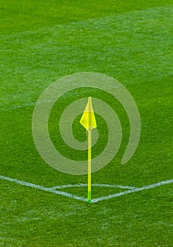 Corner flag on soccer football field
