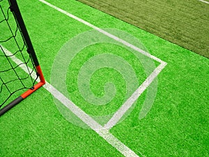 Corner of the goal for indoor soccer field