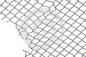 Corner hole in the mesh wire fence