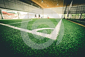 Corner of an indoor football soccer training field