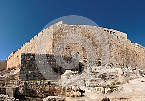 Corner of Jerusalem Old City wall near the Dung ga