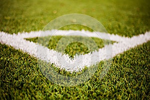 Corner lines detail on a soccer field