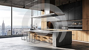 Corner of modern kitchen with white walls. Generative Ai