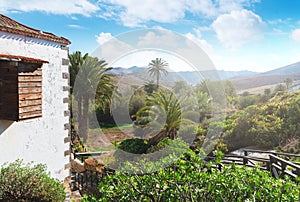 Corner of old traditional house in historic village of Betancuria on Fuerteventura island