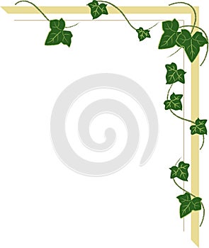 Corner ornament with ivy shoots, frame with leaves