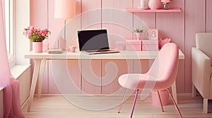 corner pink laptop desk