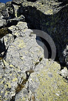Corner in the rocky granite wall