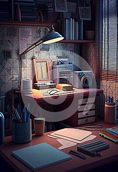 Corner Room illustration vintage feel