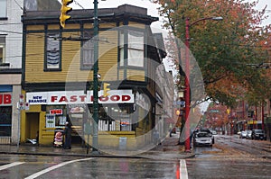 Corner store at Hasting Street in fall