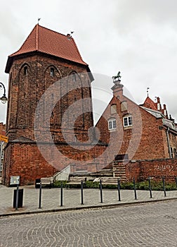 The corner tower built in 1343 is the oldest in Gdansk. Poland