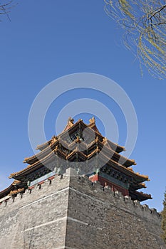 The corner tower of The Forbidden City