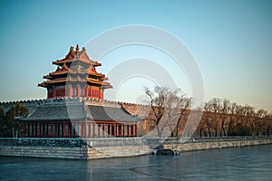 Corner tower of the Forbidden City, Beijing, China