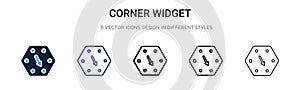 Corner widget icon in filled, thin line, outline and stroke style. Vector illustration of two colored and black corner widget