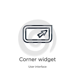 Corner widget icon. Thin linear corner widget outline icon isolated on white background from user interface collection. Line