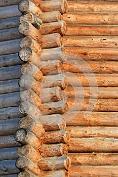 Corner of a wooden blockhouse and its walls