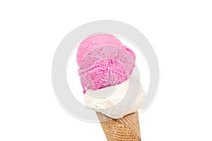 Cornet ice cream on a white background