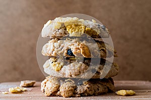 Cornflake Cookies on wooden surface.