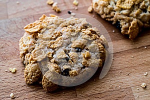 Cornflake Cookies on wooden surface.