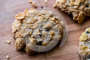 Cornflake Cookies on wooden surface.