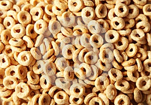 Cornflakes background, close up, yellow