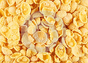 Cornflakes background, close up, yellow