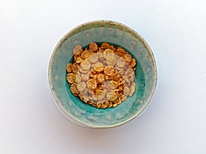 Cornflakes in Blue Celadon Bowl