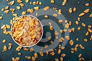 Cornflakes in a bowl on a nice underground