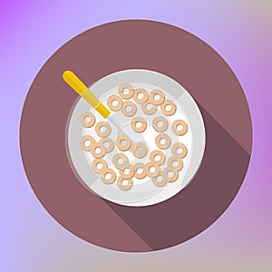 Cornflakes cereals spoon bowl flat