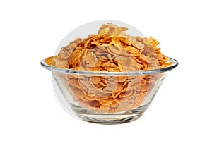 Cornflakes in glass bowl.