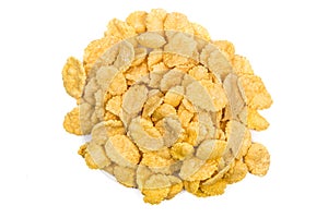 Cornflakes isolated close up Top view