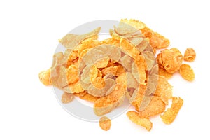 Cornflakes pile on white